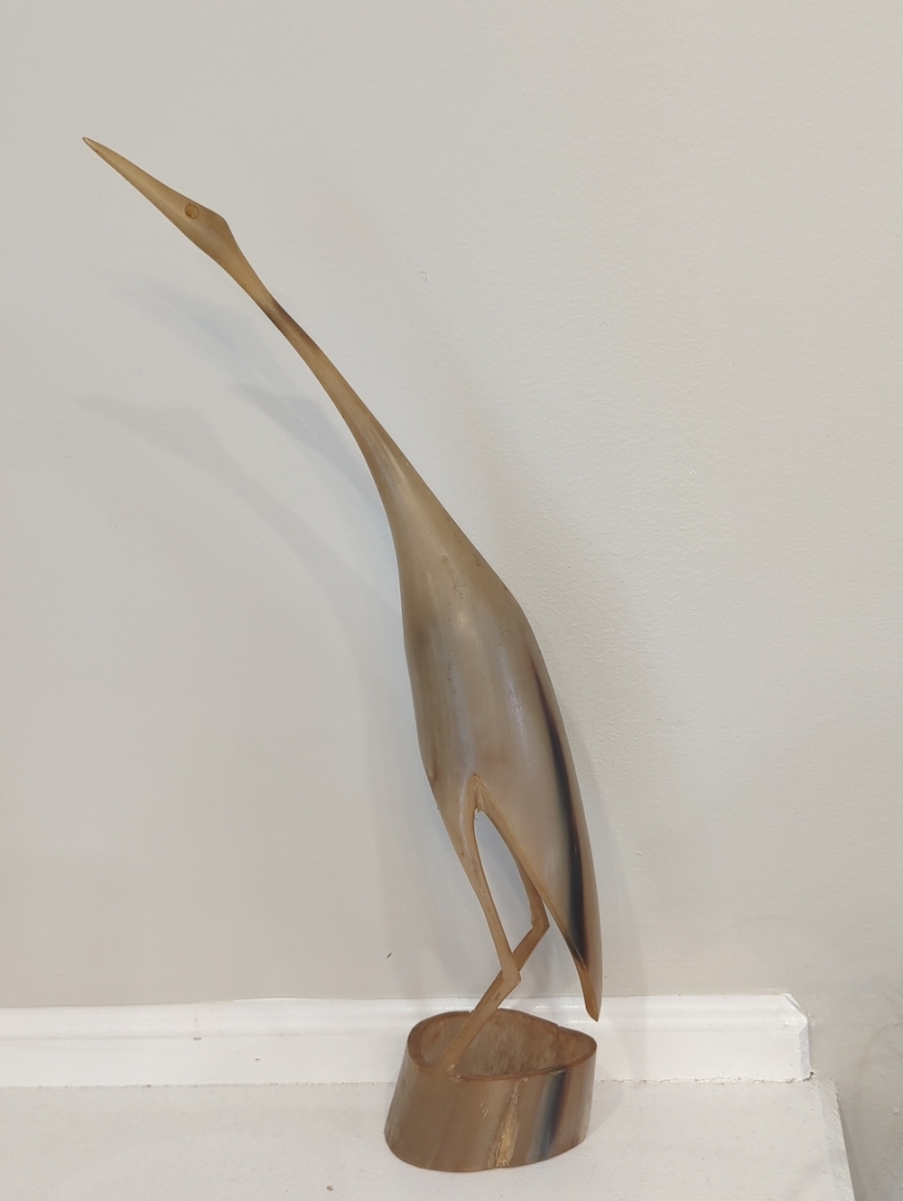 Vintage Carved Horn Crane or Egret Figurine